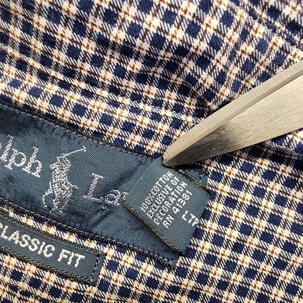 Ralph Lauren Men's XXL 2XL Classic Fit Plaid Blue Brown Long Sleeve Button Shirt - Picture 4 of 6